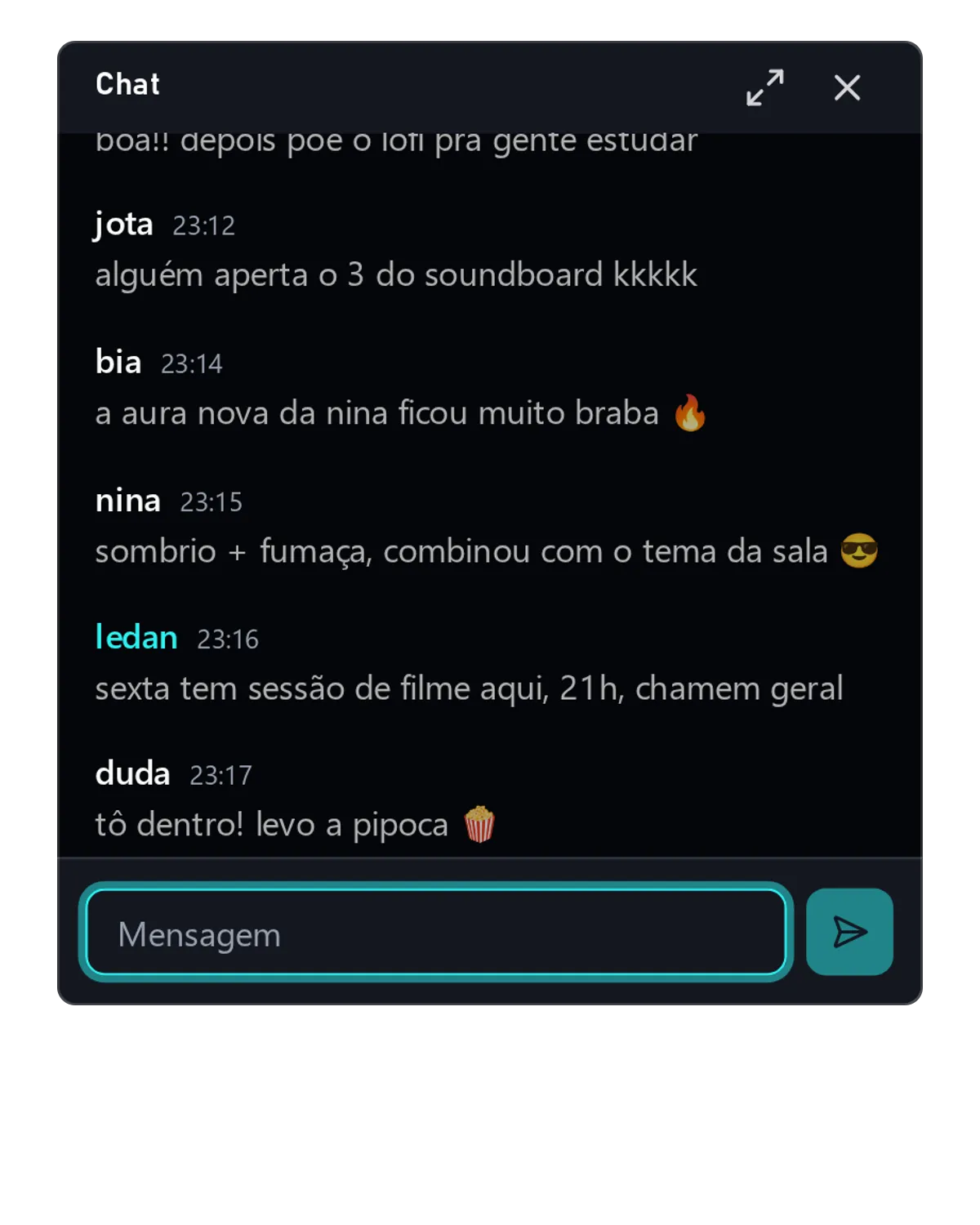 List of who's in the conversation next to the room chat